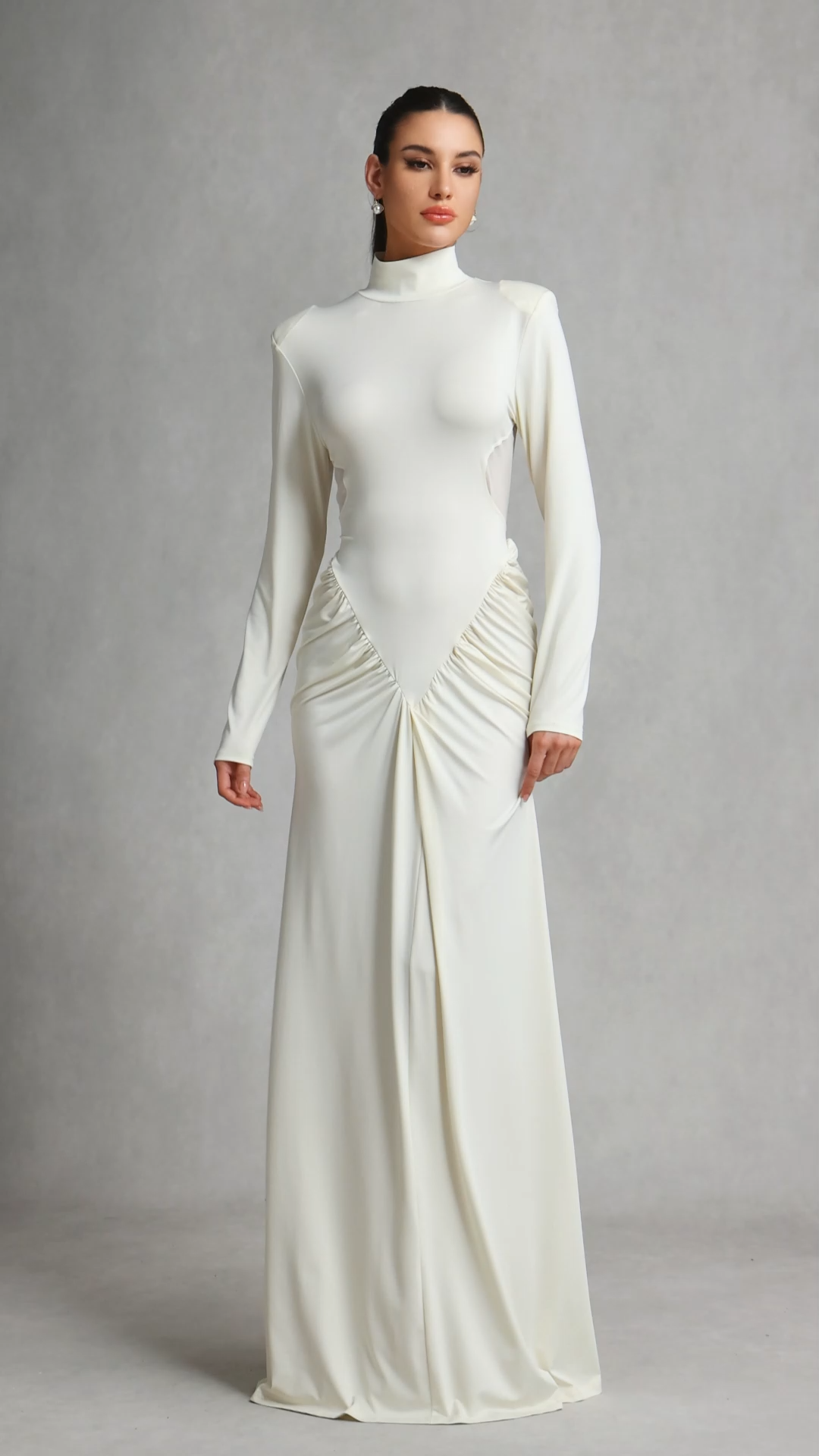 Lacie Long Sleeve High Neck Cut Out Maxi Dress