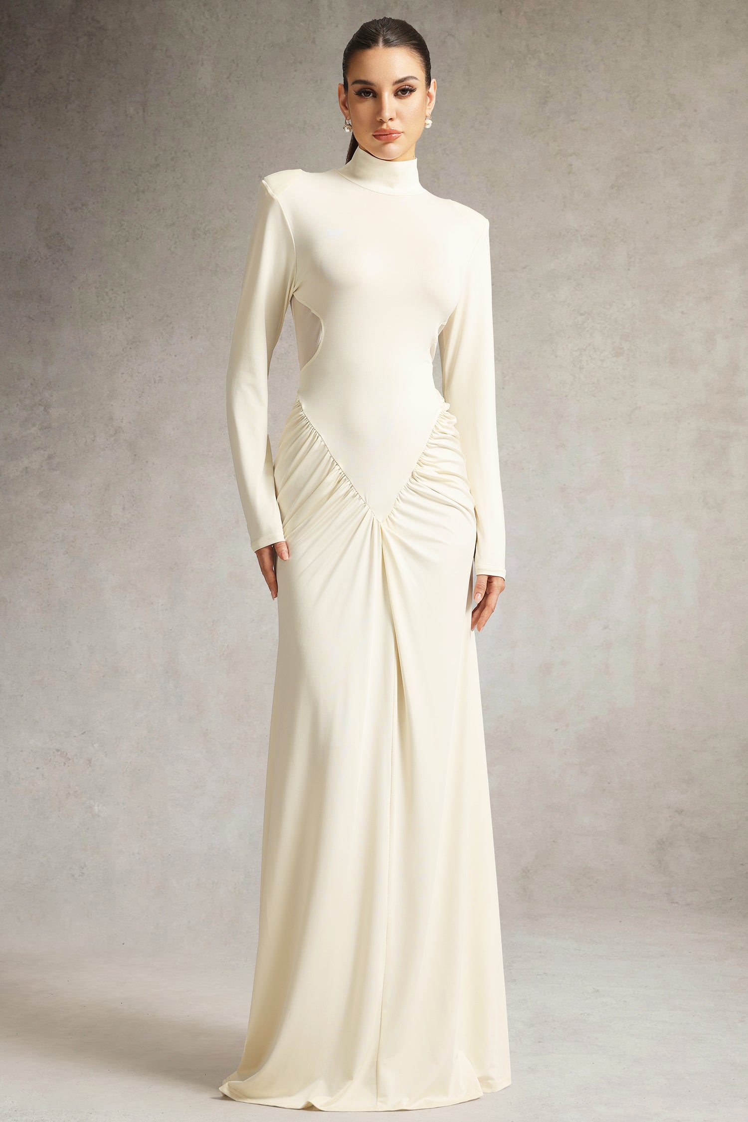 Lacie Long Sleeve High Neck Cut Out Maxi Dress