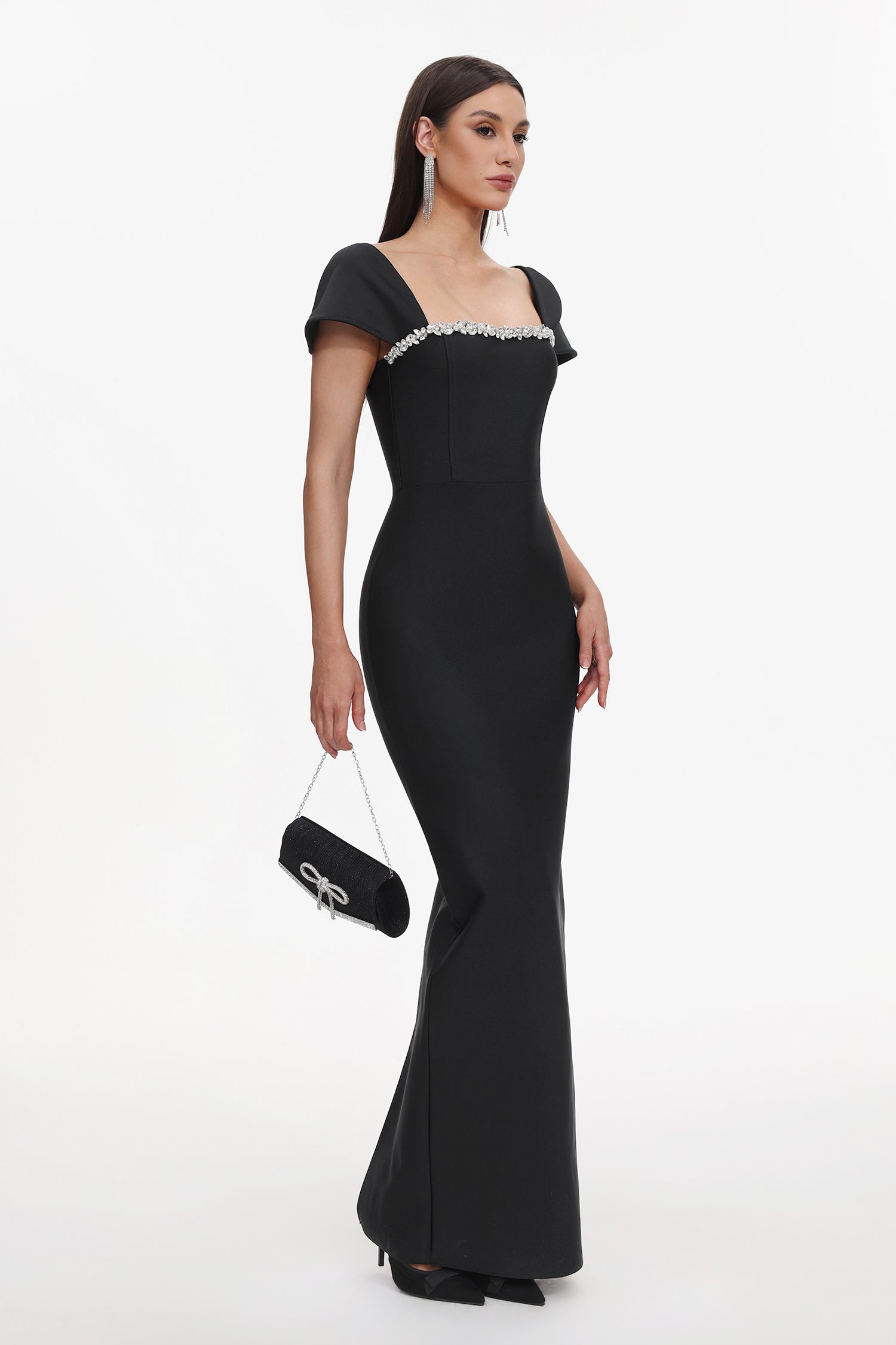 Romelle Short Sleeve Diamond Bandage Maxi Dress