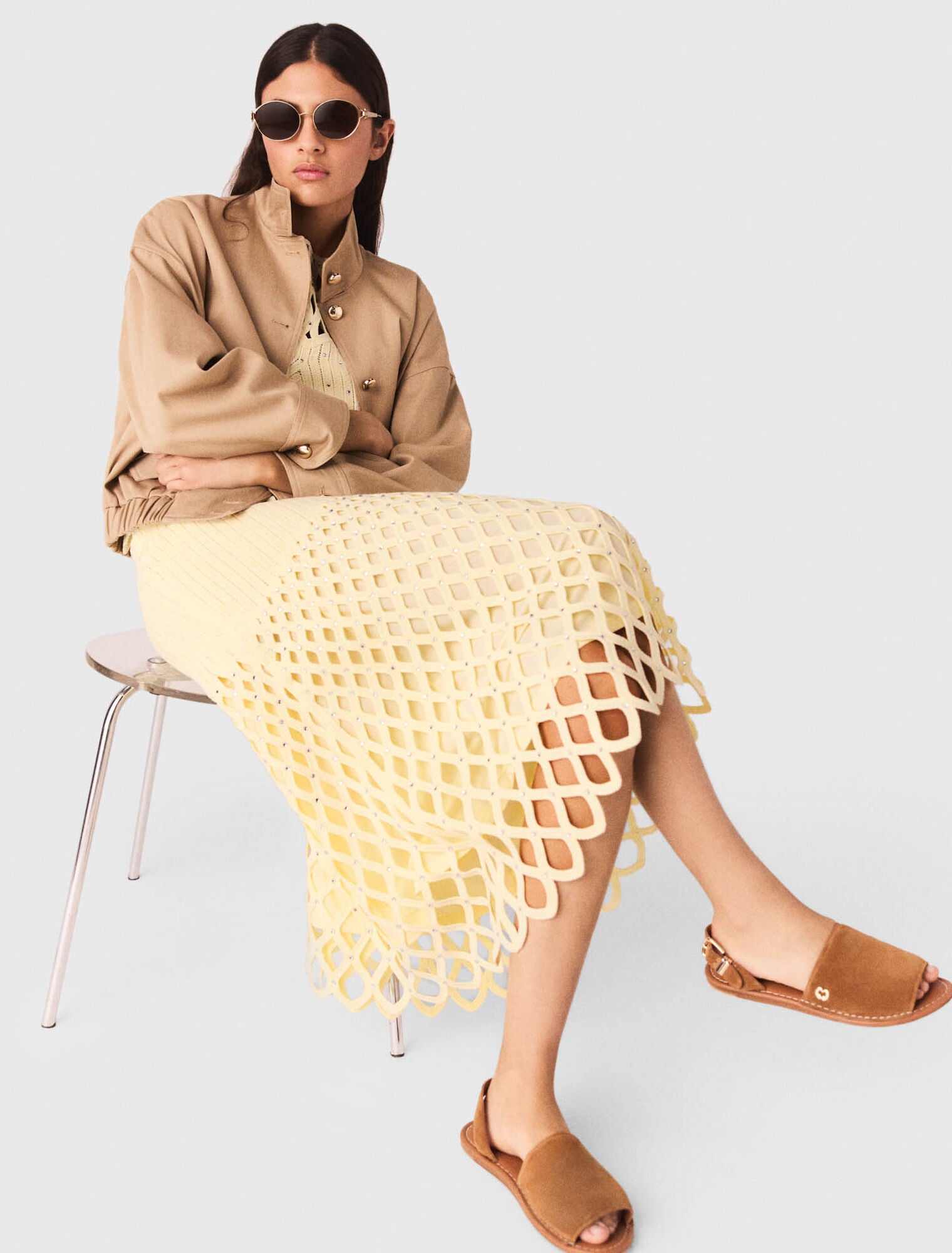 Crochet skirt with removable lining