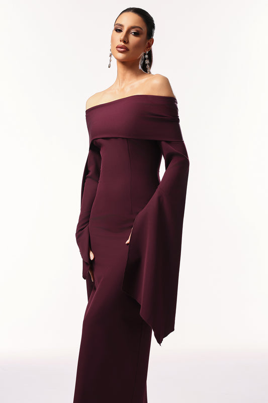 Zaria Off The Shoulder Long Sleeves Maxi Dress