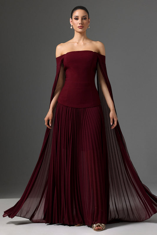 Solvia Off The Shoulder Long Sleeves Ruched Maxi Dress