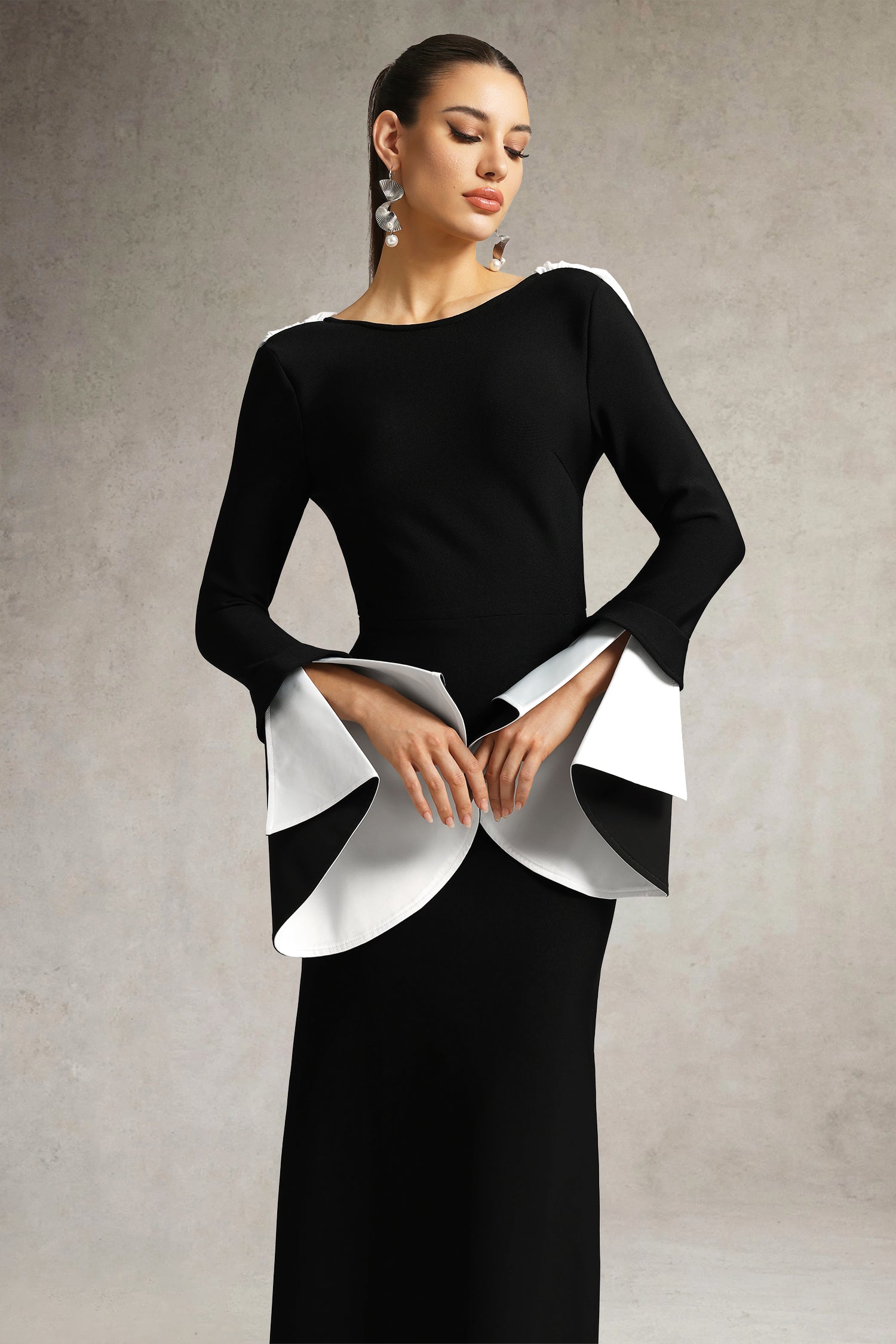 Bell Sleeve Backless Bandage Maxi Dress