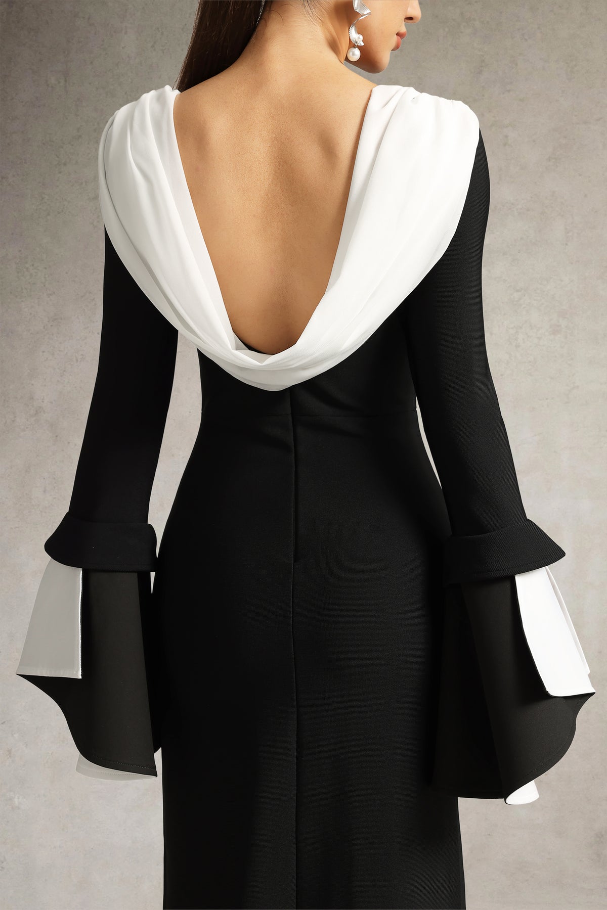 Bell Sleeve Backless Bandage Maxi Dress