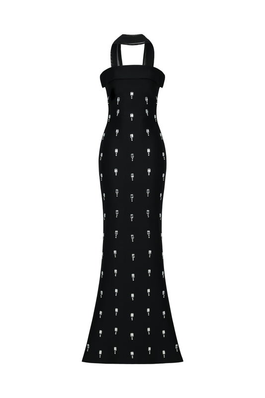 Nadja Sleeveless Diamond Bunting Bandage Maxi Dress
