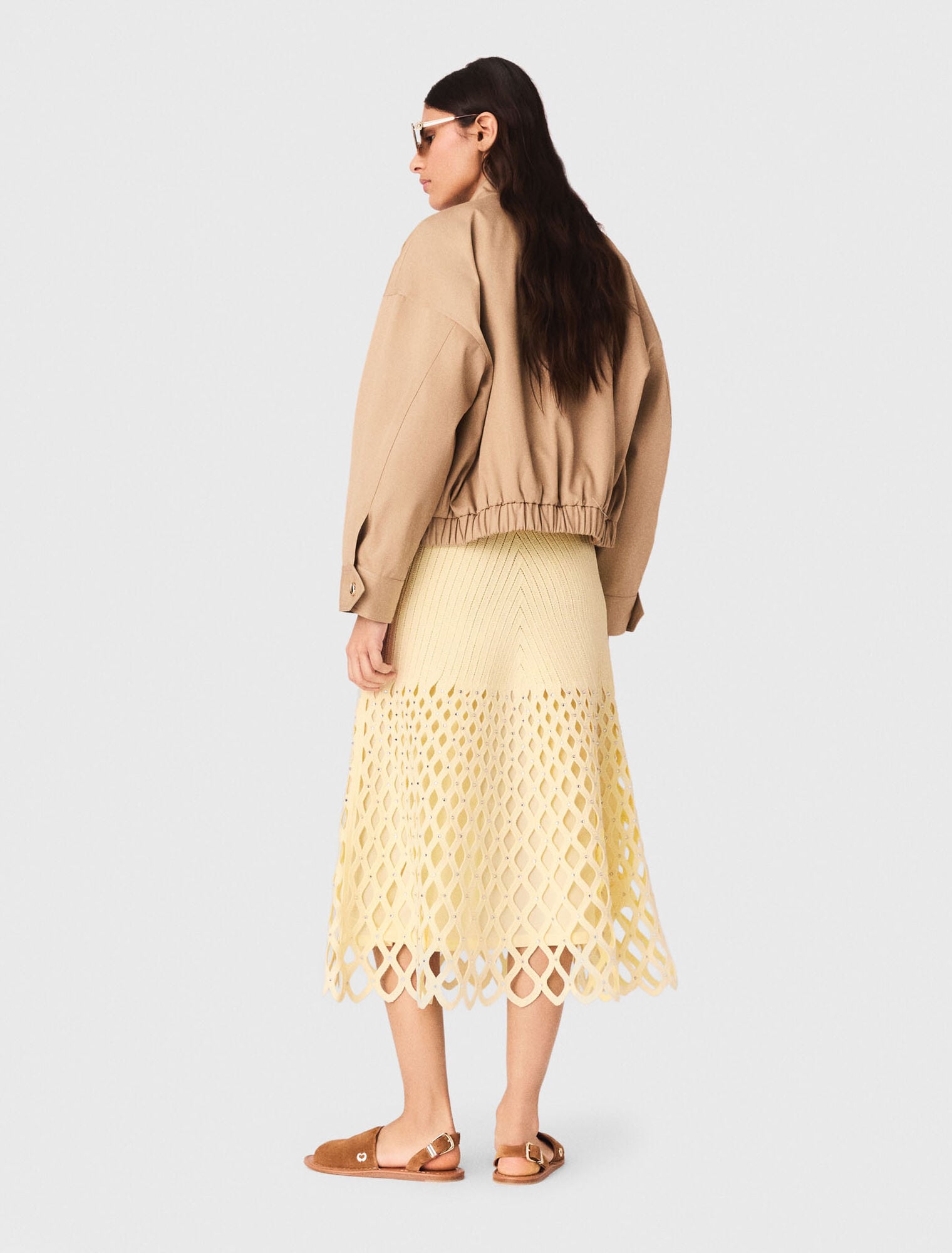 Crochet skirt with removable lining