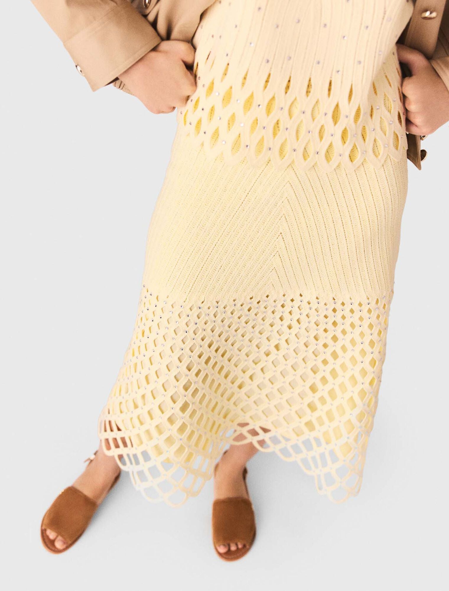 Crochet skirt with removable lining