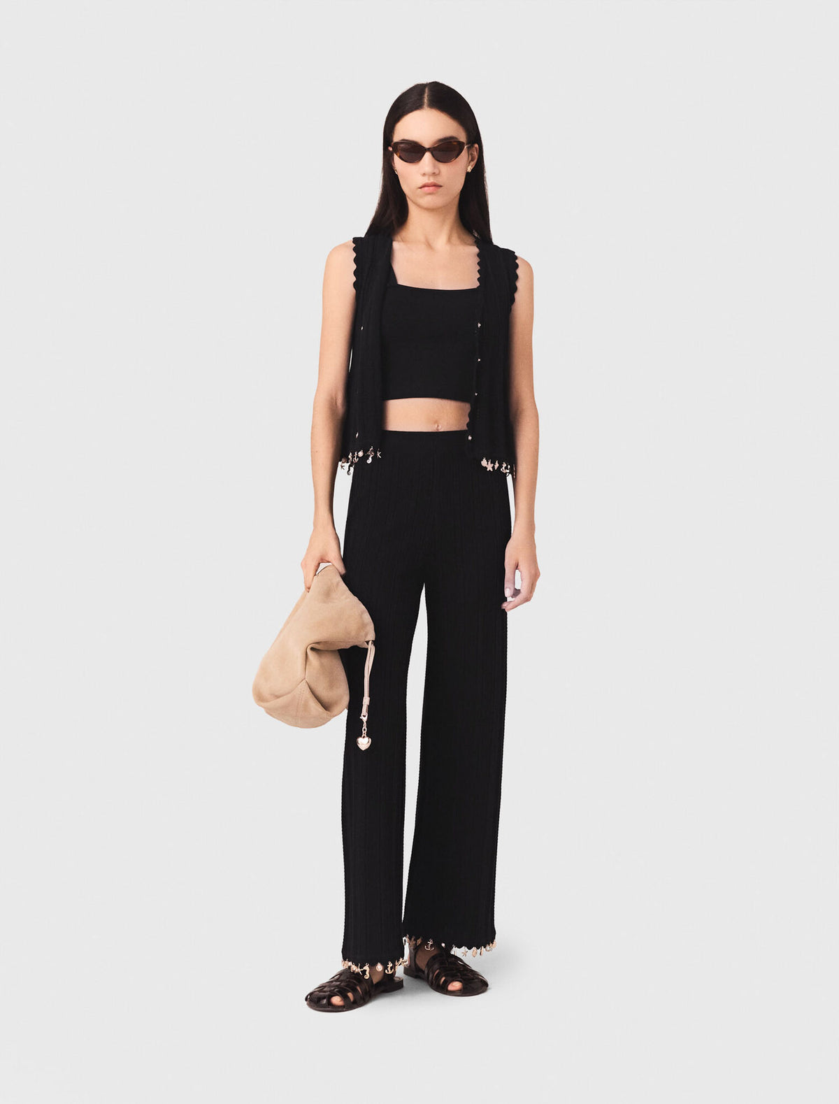Jewelled knit trousers