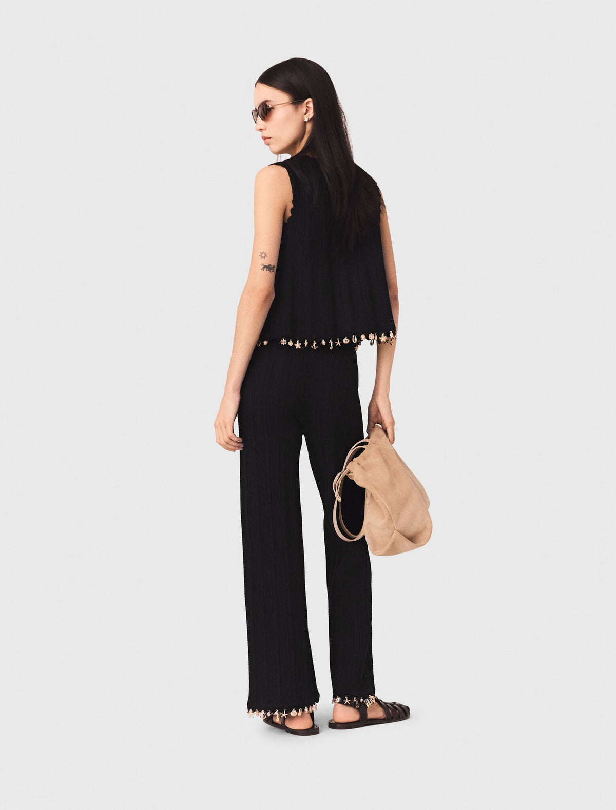 Jewelled knit trousers