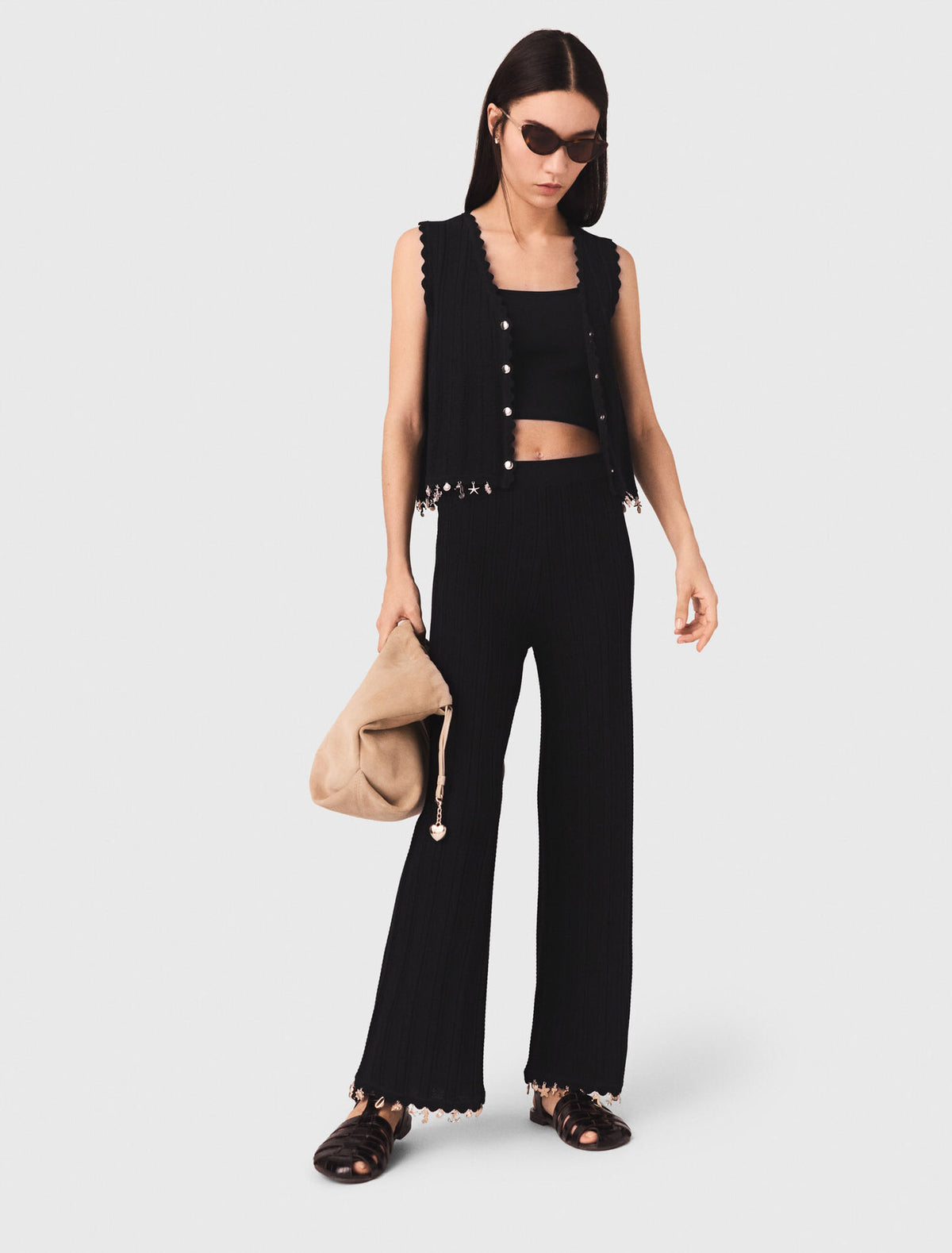 Jewelled knit trousers