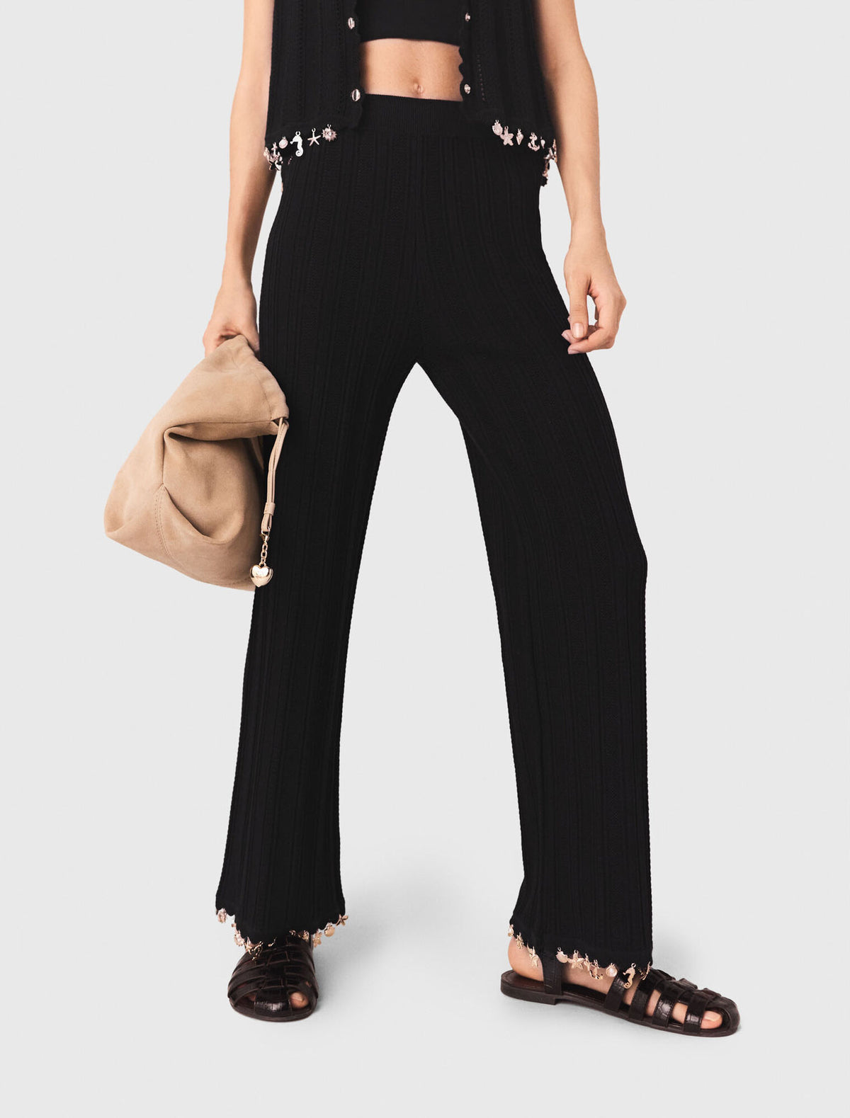 Jewelled knit trousers