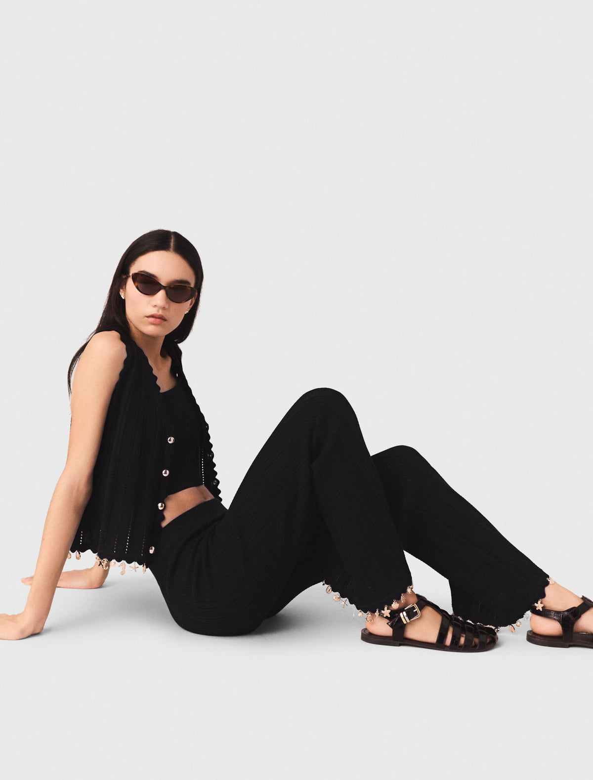 Jewelled knit trousers