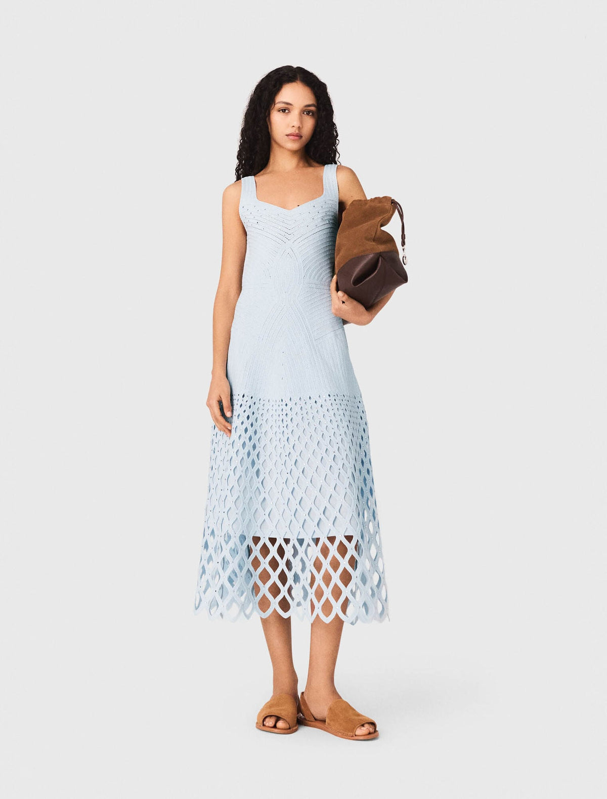 Crochet dress with removable lining