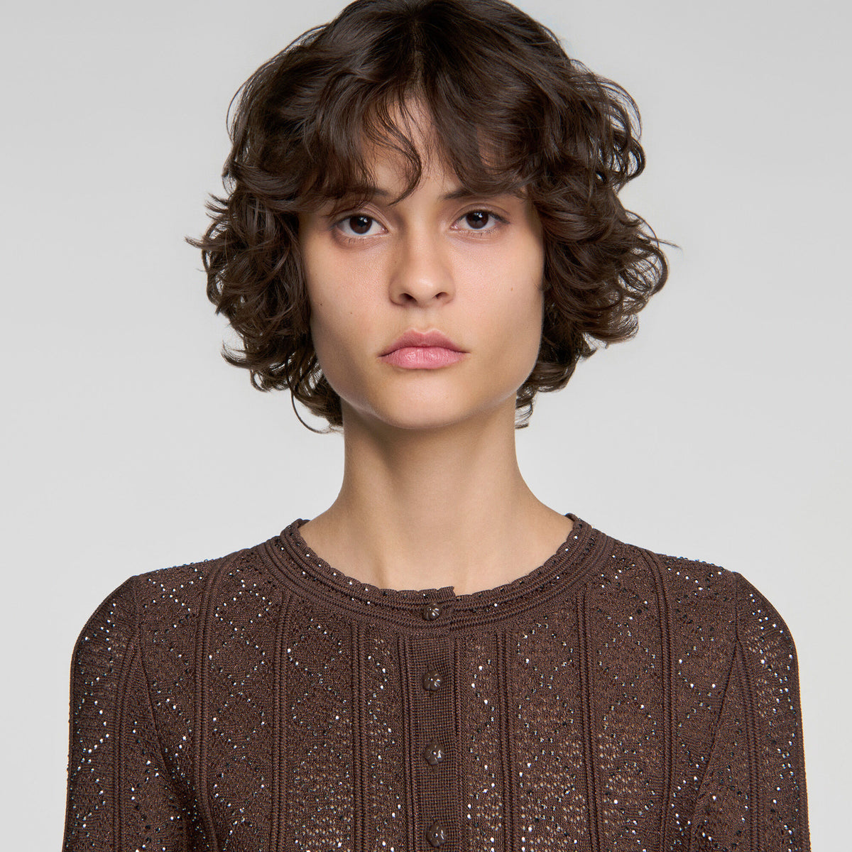Cropped rhinestone cardigan - Women | Sandro