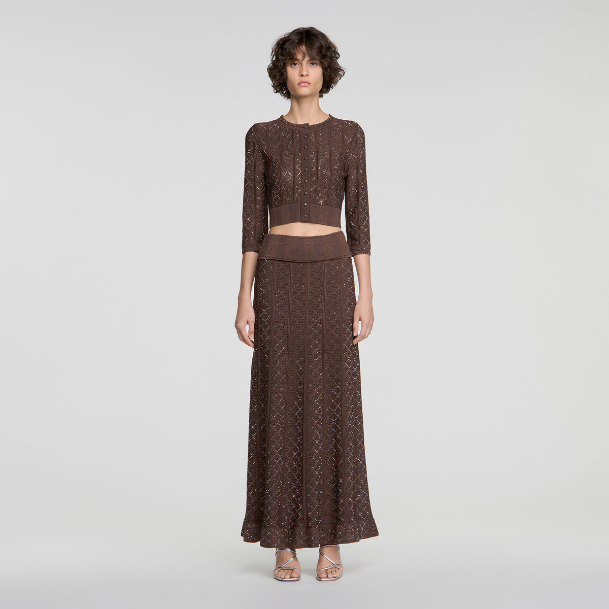 Cropped rhinestone cardigan - Women | Sandro